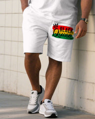 Big & Tall Men' Chest Printed June Day Short Sleeve T-Shirt Shorts Set