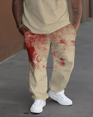 Guy's Big and Tall I'm Fine Bloody Print T-Shirt Pants Set