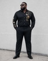 Big & Tall Men's Features Positioning Printed Long Sleeve Shirt Pants Set