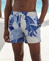 Big & Tall Men's Summer Swimming Fitness Big Leaf Print Hawaiian Swimming Trunks/Shorts