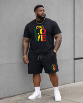 Big & Tall Men's June Day Memorial Ancestors Black Short Sleeve T-Shirt Shorts Set Black