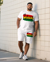 Big & Tall Men' Chest Printed June Day Short Sleeve T-Shirt Shorts Set