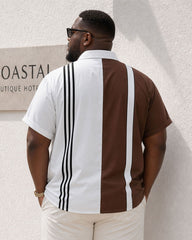Big & Tall Men's Simple Stitching Holiday Casual Short-sleeved Button Shirt