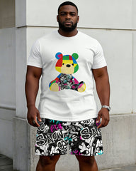 Big & Tall Men's Street Pattern Printed Short Sleeve T-Shirt Shorts Set