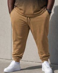 Big & Tall Men's Yellow & Black Gradient Chest KING Large Printed Short Sleeve T-Shirt Pants Set
