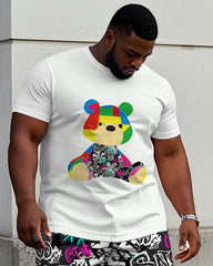 Big & Tall Men's Street Pattern Printed Short Sleeve T-Shirt Shorts Set