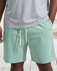 Big & Tall Men's Feature Color Contrast Green & Grey Short Sleeve Polo Shirt Short Sleeve Shorts Set