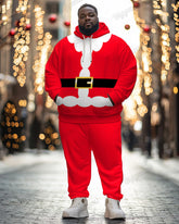 Men's Christmas Santa Cosplay Big and Tall Hoodie Sweatpants 2-Piece Set