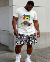 Big & Tall Men's Street Pattern Printed Short Sleeve T-Shirt Shorts Set