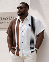 Big & Tall Men's Simple Stitching Holiday Casual Short-sleeved Button Shirt