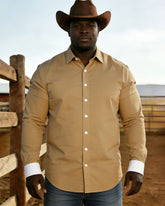 Big & Tall Men's Simple Western Denim Long Sleeve Shirt