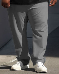 Big & Tall Guy's Casual Colorblock Printed Short Sleeve Trousers Set