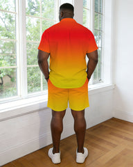 Men's Plus Size Yellow Gradient Shirt Pants Set