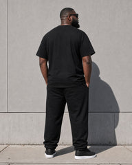 Big & Tall Men's Simple Travel Casual Chest King Large Printed Short Sleeve T-shirt Sports Pants Set