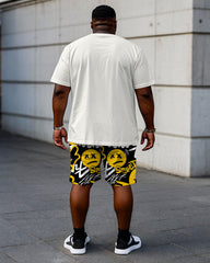 Big & Tall Men's Street Hip Hop Pattern Printed Short Sleeve T-Shirt Shorts Set