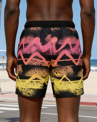 Big & Tall Men's Hawaiian Holiday Neon Print Swimming Fitness Swim Trunks/Shorts