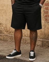 Big & Tall Men's Black & White Feature Contrast Design POLO Shirt Short Sleeve Shorts Set