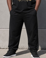 Big & Tall Men's Simple Travel Casual Chest King Large Printed Short Sleeve T-shirt Sports Pants Set