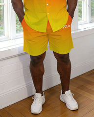 Men's Plus Size Yellow Gradient Shirt Pants Set