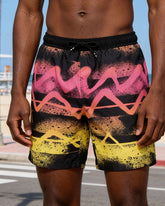 Big & Tall Men's Hawaiian Holiday Neon Print Swimming Fitness Swim Trunks/Shorts