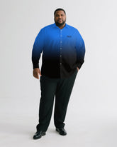 Men's Plus Size Casual Simple Black & Blue Gradient Simple Long Sleeve Shirt Trousers Business Casual Suit