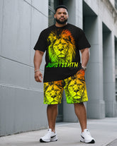 June Festival Lion-African Pride Freedom Day Large Size T-Shirt Shorts Set