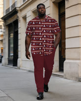 Big & Tall Men's Western Tauren Classic Printed Short-sleeved Shirt Pants Set