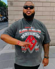 Men's Plus Size English Printed Top T-Shirt For Plus Size Boys