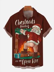 Big & Tall Men's Christmas Style Play Santa Short Sleeve Shirt