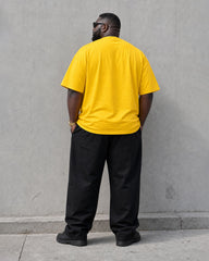 Big & Tall Men's Yellow & Black Chest Large Print With Daily Casual Short Sleeve T-Shirt Sports Pants Set