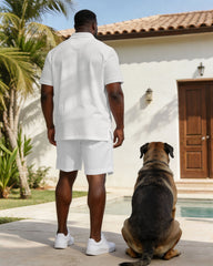 Simple Stitching Small Label Printed Polo Shirt Short-sleeved Suit Large Size Men's