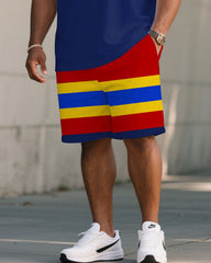 Men's Casual Large Size Short-sleeved Shorts Set