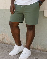 Big & Tall Men's Green & White Collar Sleeve Feature Patchwork POLO Shirt Short Sleeve Shorts Set