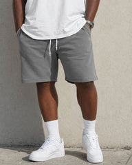 Big & Tall Men's Fashion Street Simple Chest Rose Printed White & Grey Matching T-Shirt Shorts Set