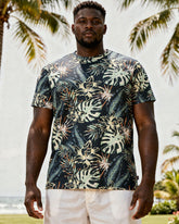 Big & Tall Men's Hawaiian Vacation Big Leaf Full Printed Short-Sleeved T-Shirt