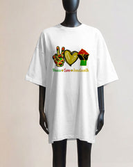 Peace, Love, June Festival, Black Freedom, Solidarity Celebration Art T-Shirt Plus Size Lady