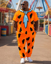 Men's Big and Tall Fred Flintstone Tie T-shirt and Pants Two-Piece Set