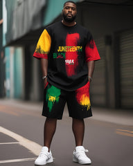 Plus Size Boys June Day Personalized Graffiti T-Shirt Shorts Suit