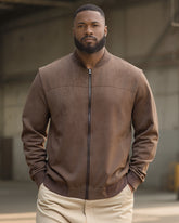 S-3XL Men's Suede Jacket Zip Long Sleeve Cardigan Jacket