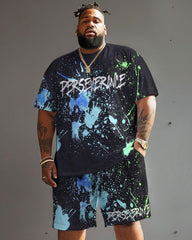 Street Hip Hop Colorful Letter Print Large Men's Set