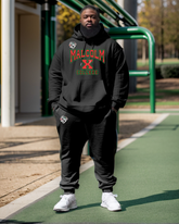 Men's Plus Size Malcolm X College Hoodie and Sweatpants Two Piece Set