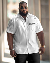Men's Plus Size Simple Letter Print Short Sleeve Shirt