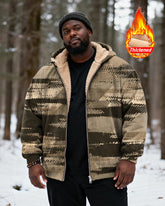 Big & Tall Men's Hunting Forest Camouflage Print Velvet Thickened Zipper Cardigan Hoodie
