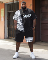 Street Casual Irregular Letter Stitching Printing Big Men's Set