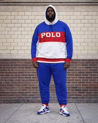 Large Size Men's Autumn And Winter Warm Contrast Color Stitching Large Logo Letter Printed Hoodie Sweatpants Set