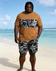 Men's Big & Tall Hawaii New Stitching Printed Short Sleeve T-Shirt Shorts Set