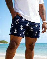 Men's Big & Tall Leisure Vacation Chest Small Printed Short Sleeve T-shirt Shorts Set