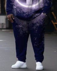 Men's Purple Skull Phantom Plus Size Sweatshirt Two Piece Set