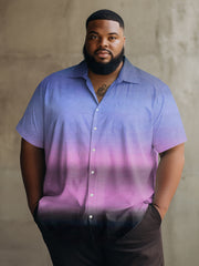 Men's Plus Size Gradient Casual Simple Style Short Sleeve Shirt
