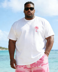 Men's Big & Tall Pink Quicksand Printed Short-sleeved T-shirt Shorts Set